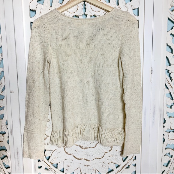 Anthropologie Moth Cream Fringe Sweater - Picture 5 of 5